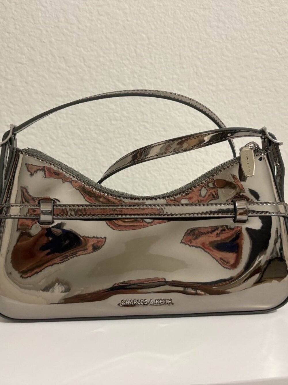 Sloane Metallic Shoulder Bag by Charles & Keith NWOT